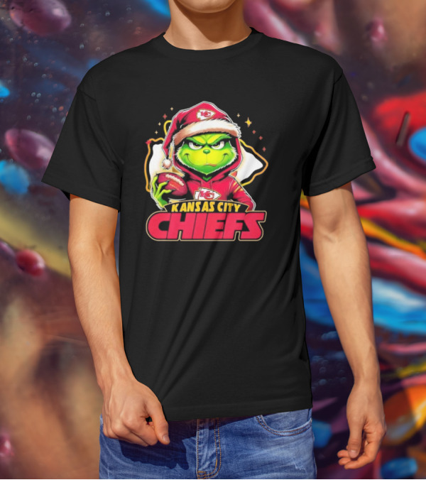 Kansas City Chiefs Grinch Santa Football T-Shirt