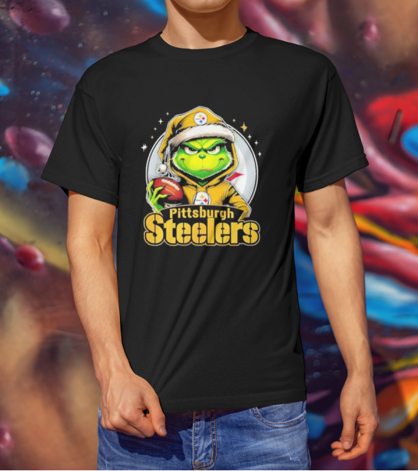 The Grinch Pittsburgh Steelers Christmas Football Crossover T-Shirt