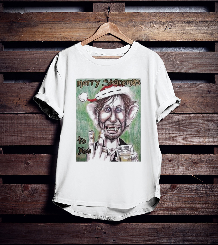 Merry Shanemas To You Shane MacGowan Christmas Card Drawing T-Shirt