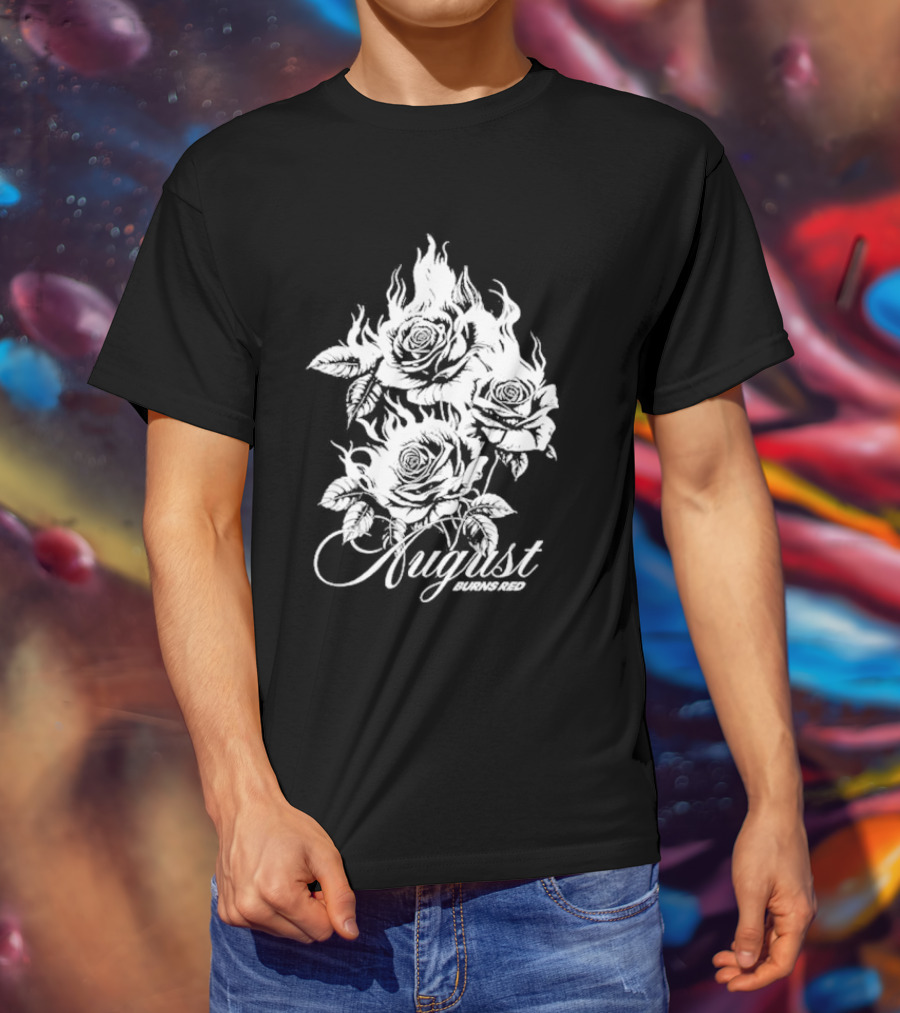 August Burns Red Burning Roses Fiery Floral T-Shirt