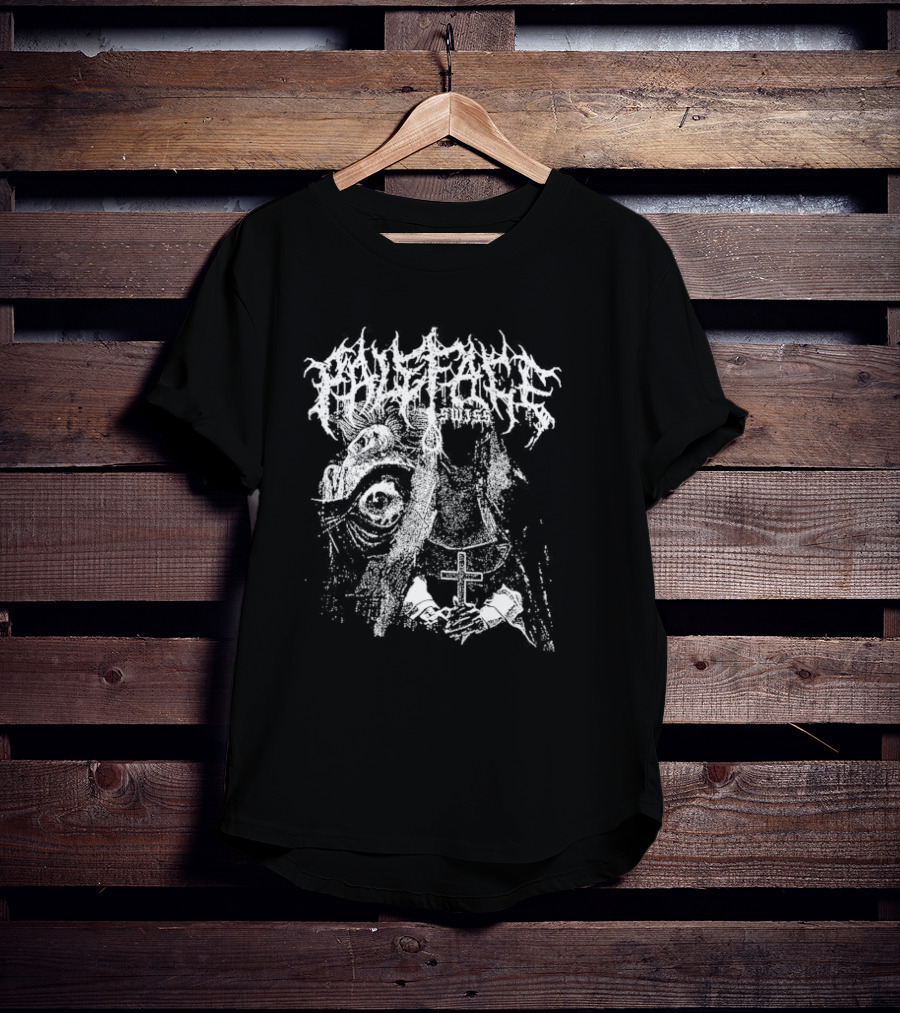 Paleface Swiss Orphan Monochrome Cross And Veiled Figure With Distorted Face T-Shirt
