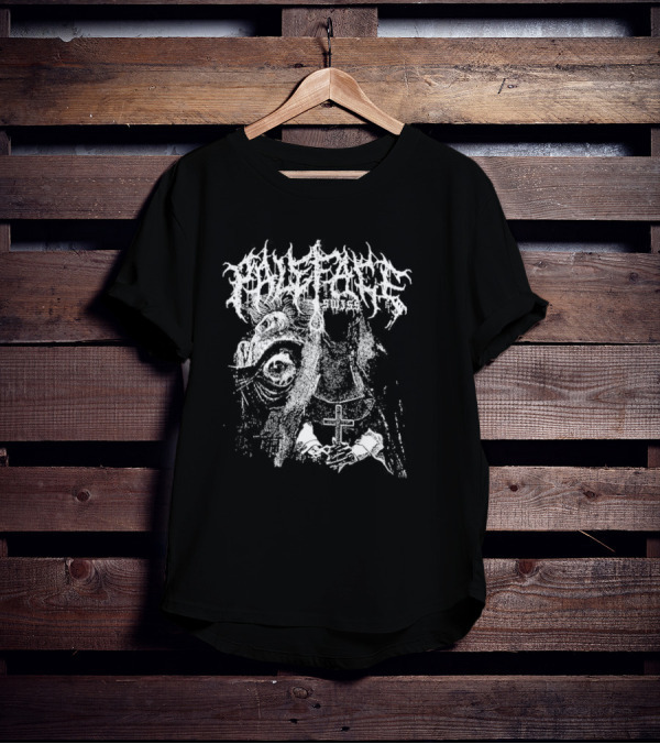 Paleface Swiss Orphan Monochrome Cross And Veiled Figure With Distorted Face T-Shirt