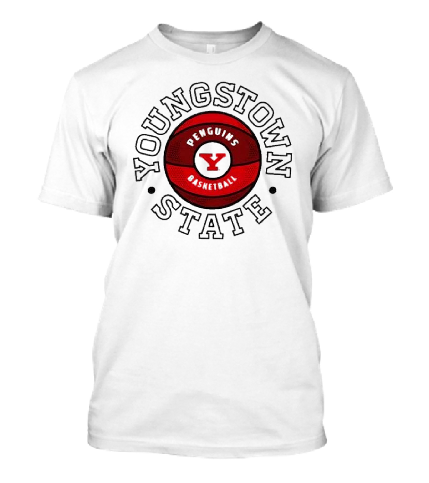 Youngstown State Penguins Basketball Red Ball Emblem T-Shirt