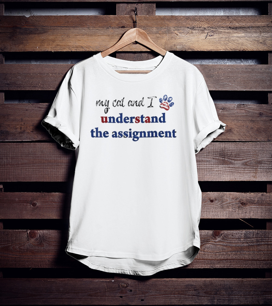 My Cat And I Understand The Assignment American Flag Paw Prints T-Shirt