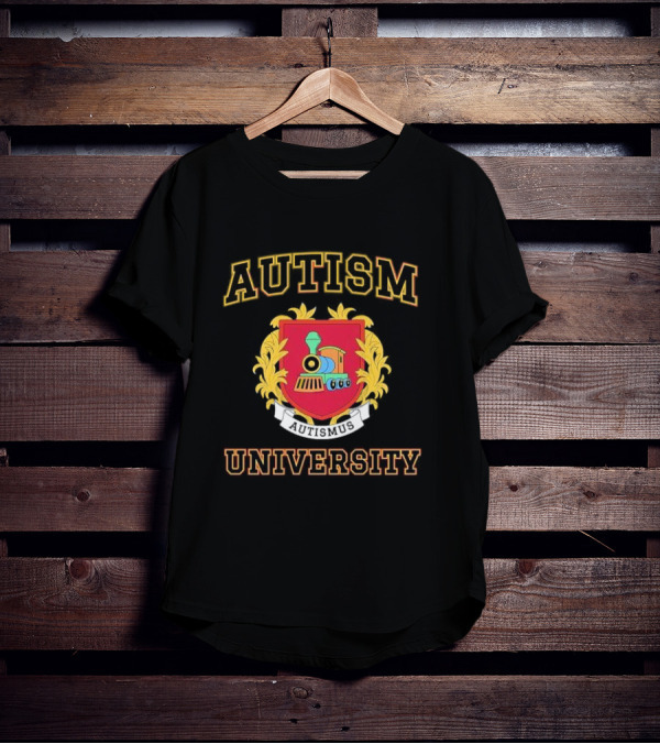 Autismus Autism University Train Emblem Crest T-Shirt