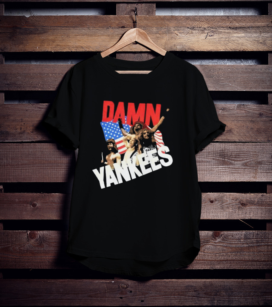 Damn Yankees Band With American Flag Background T-Shirt