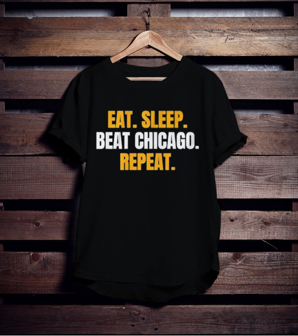 Eat Sleep Beat Chicago Repeat Motivational Sports Mantra T-Shirt