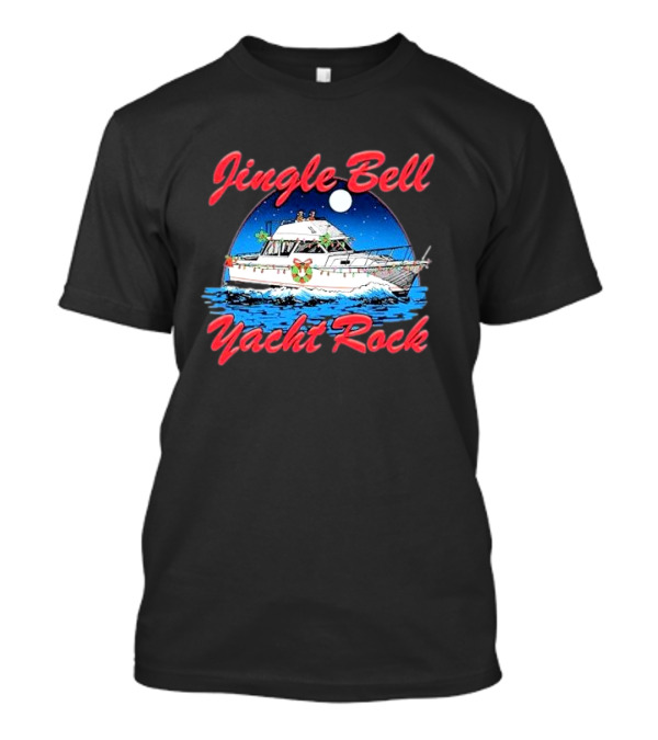Jingle Bell Yacht Rock Christmas Boat With Holiday Wreath And Lights T-Shirt