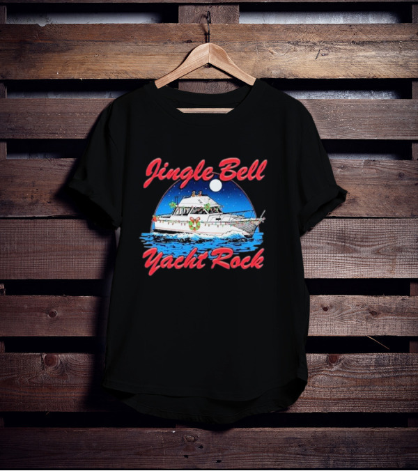 Jingle Bell Yacht Rock Christmas Boat With Holiday Wreath And Lights T-Shirt