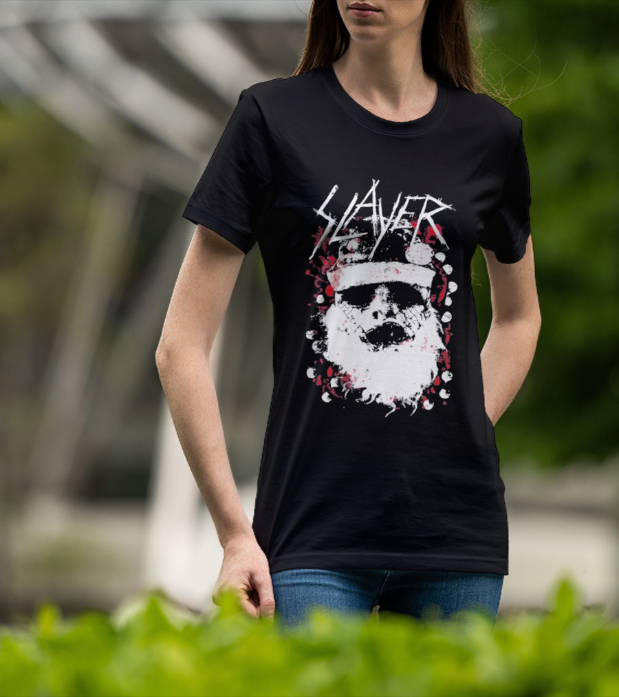 Slayer Dead Skin Santa Skull Iconic Holiday T-Shirt