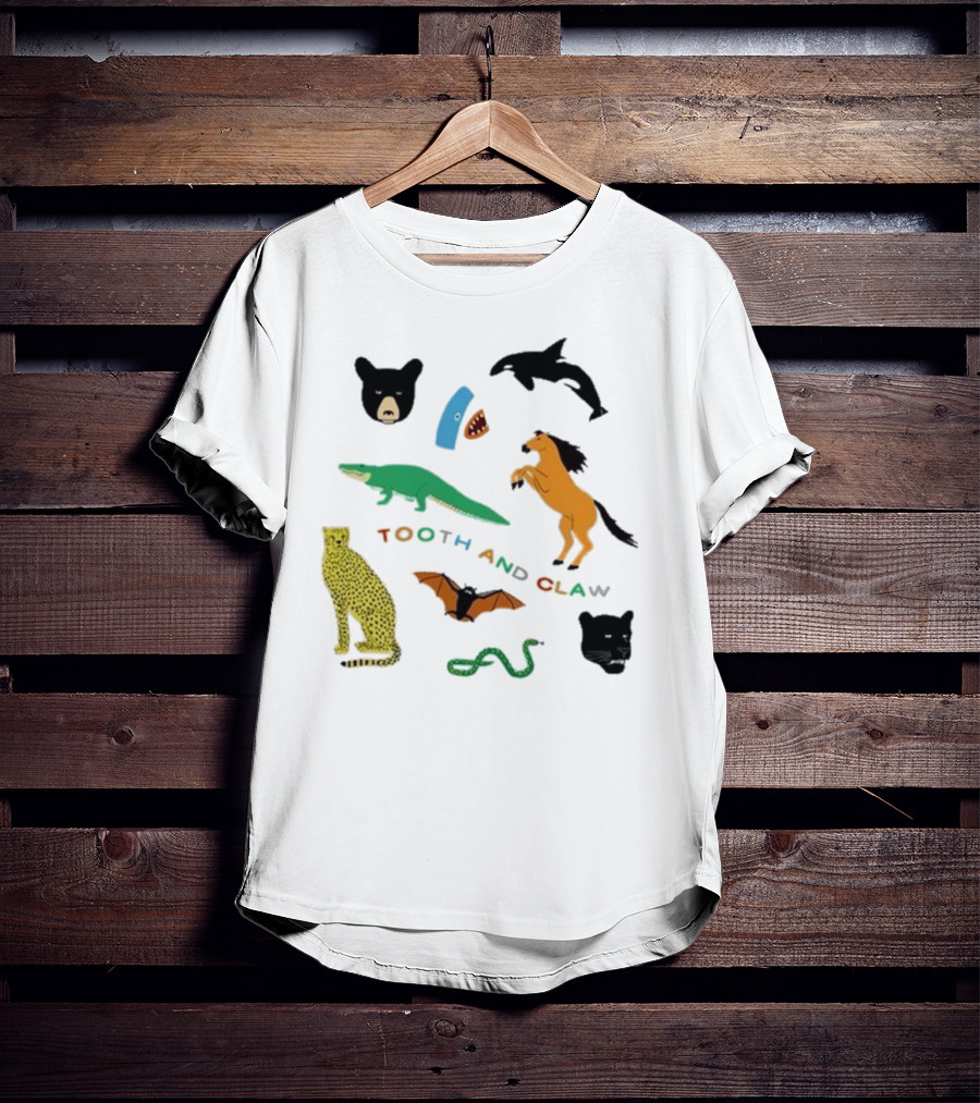 Tooth And Claw Animals Bear Shark Dolphin Horse Crocodile Cheetah Bat Snake Panther Pigment Plum T-Shirt