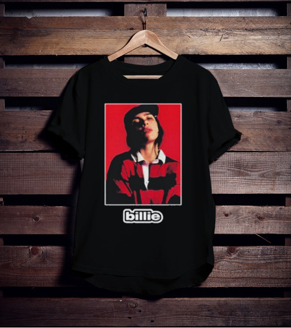 Billie Eilish Red Black Striped Shirt Photo Billie T-Shirt