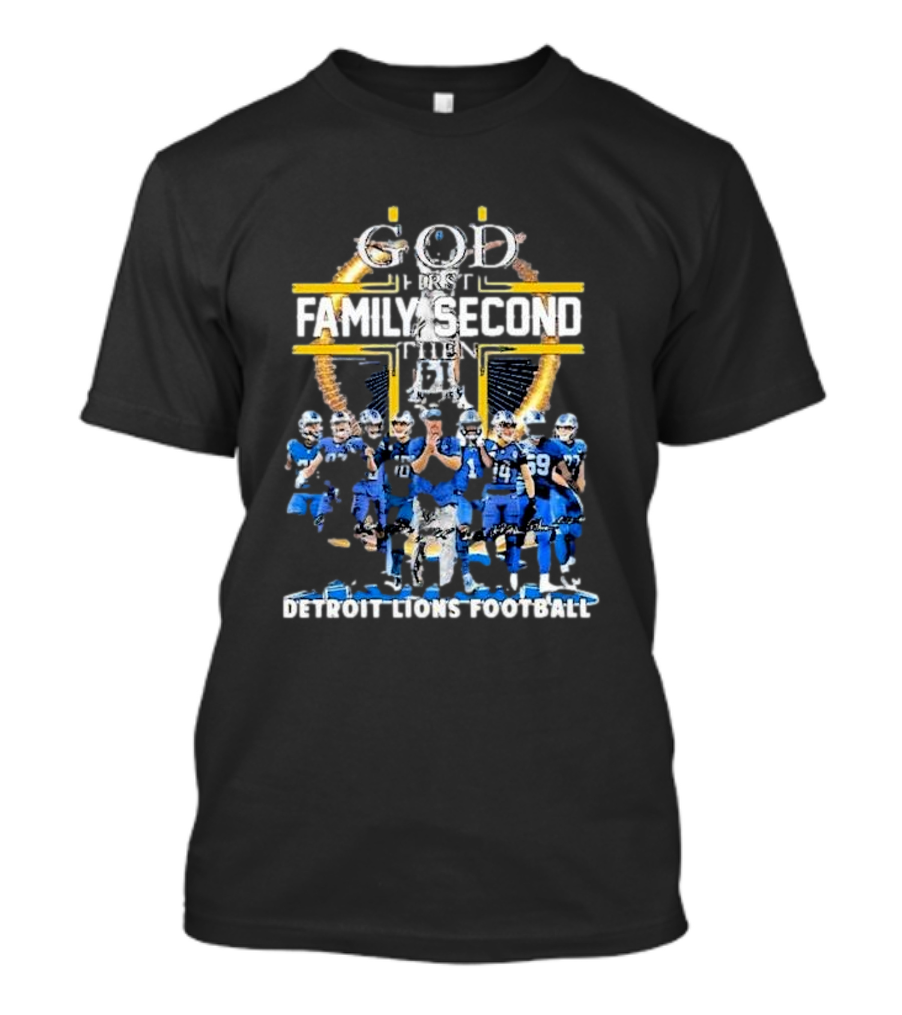 God First Family Second Then Detroit Lions Football St. Brown Headstand T-Shirt