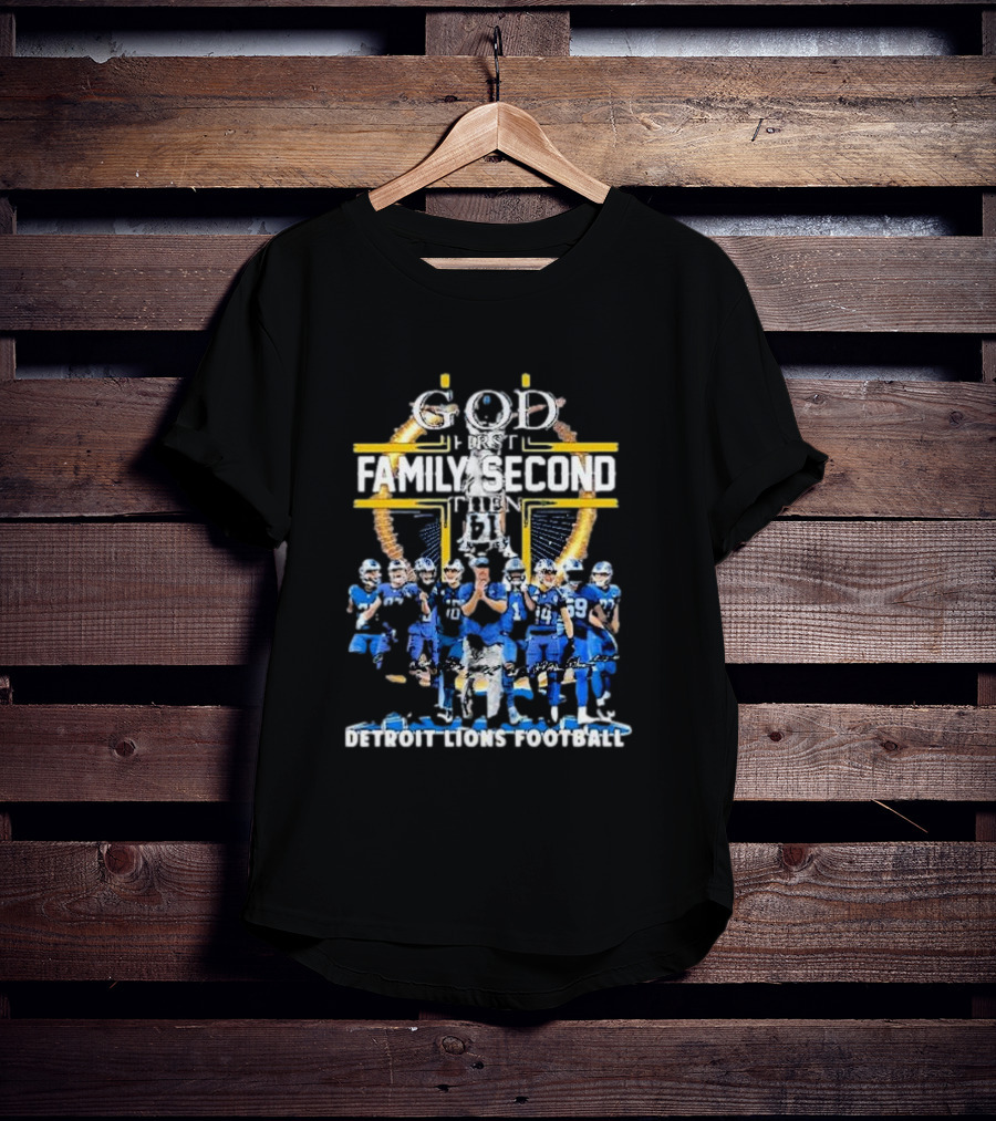 God First Family Second Then Detroit Lions Football St. Brown Headstand T-Shirt