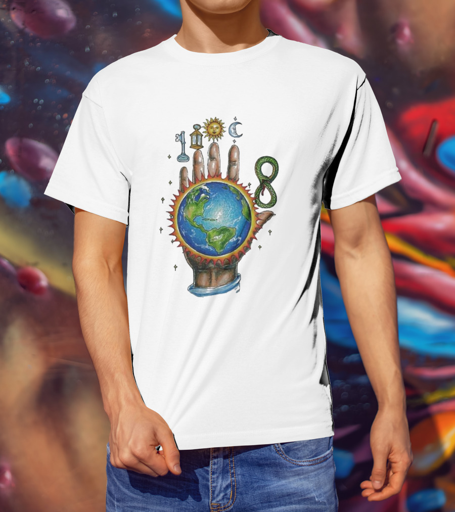 John Summit World Sun Moon Palm Symbol 8 Snake T-Shirt