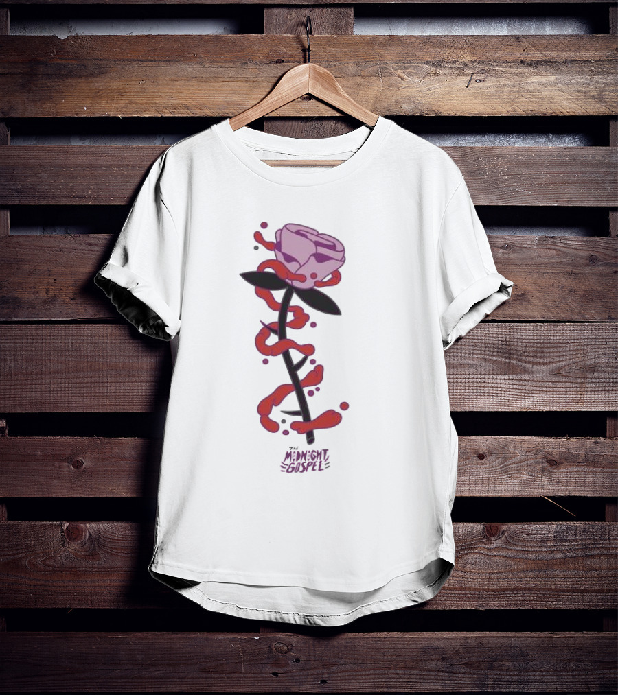The Midnight Gospel Rose With Purple Shades And Love Swirls T-Shirt