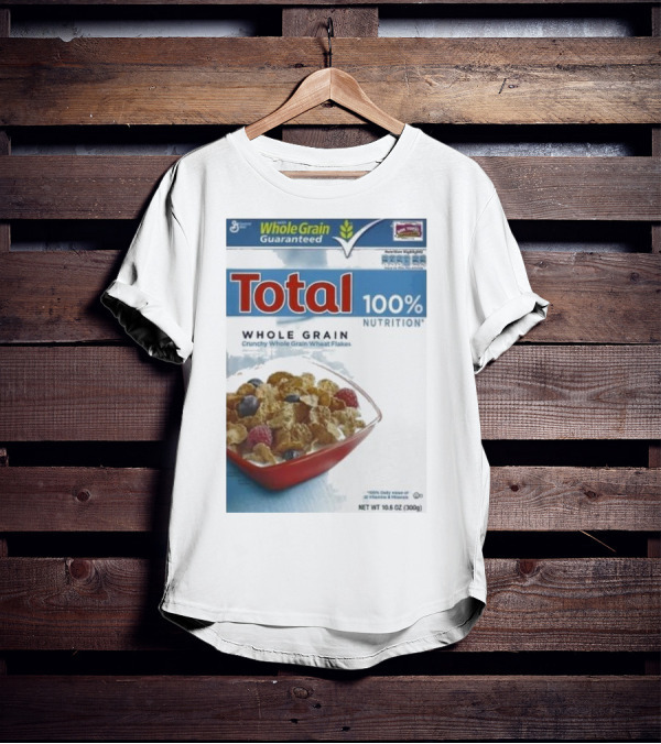 Total 100% Nutrition Whole Grain Crunchy Wheat Flakes Breakfast Cereal Box T-Shirt