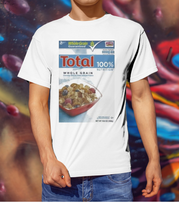 Total 100% Nutrition Whole Grain Crunchy Wheat Flakes Breakfast Cereal Box T-Shirt