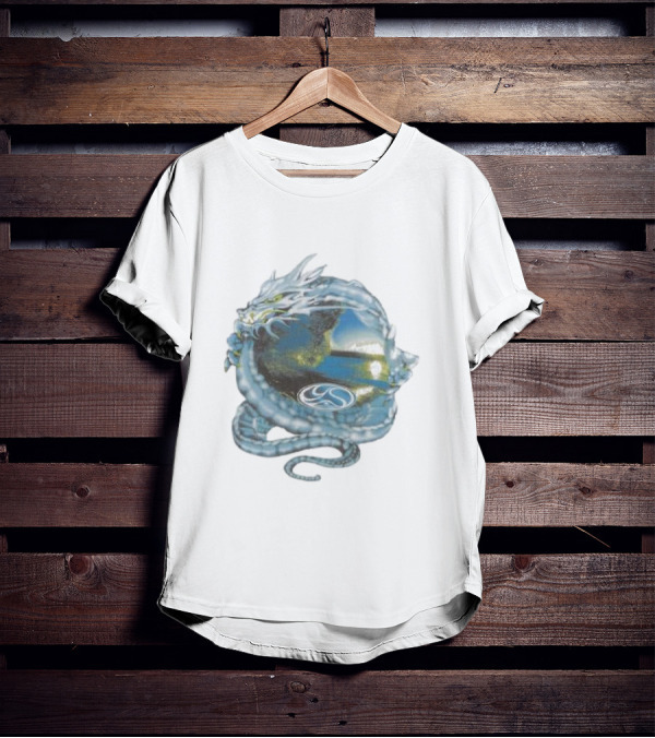 Yardsale Wave Serpent Dragon Landscape Sphere T-Shirt