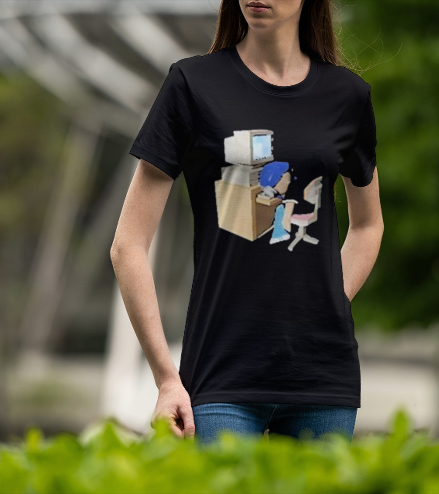 Nikki Carreon Internet Fatigue Vintage Computer Cartoon Figure T-Shirt