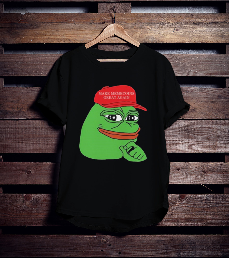 Pepe Make Memecoins Great Again Red Hat Meme Character T-Shirt