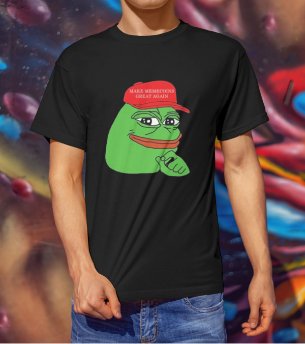 Pepe Make Memecoins Great Again Red Hat Meme Character T-Shirt