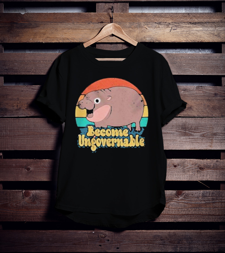 Become Ungovernable Baby Hippo Retro Circles T-Shirt