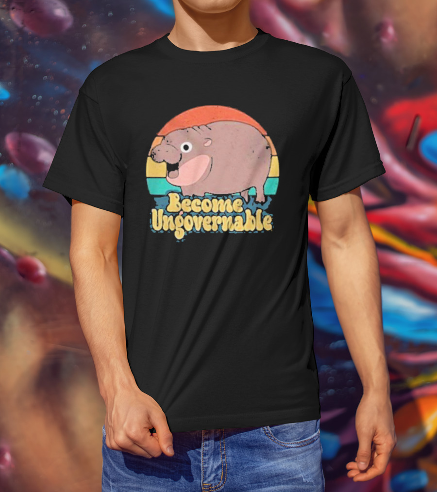 Become Ungovernable Baby Hippo Retro Circles T-Shirt