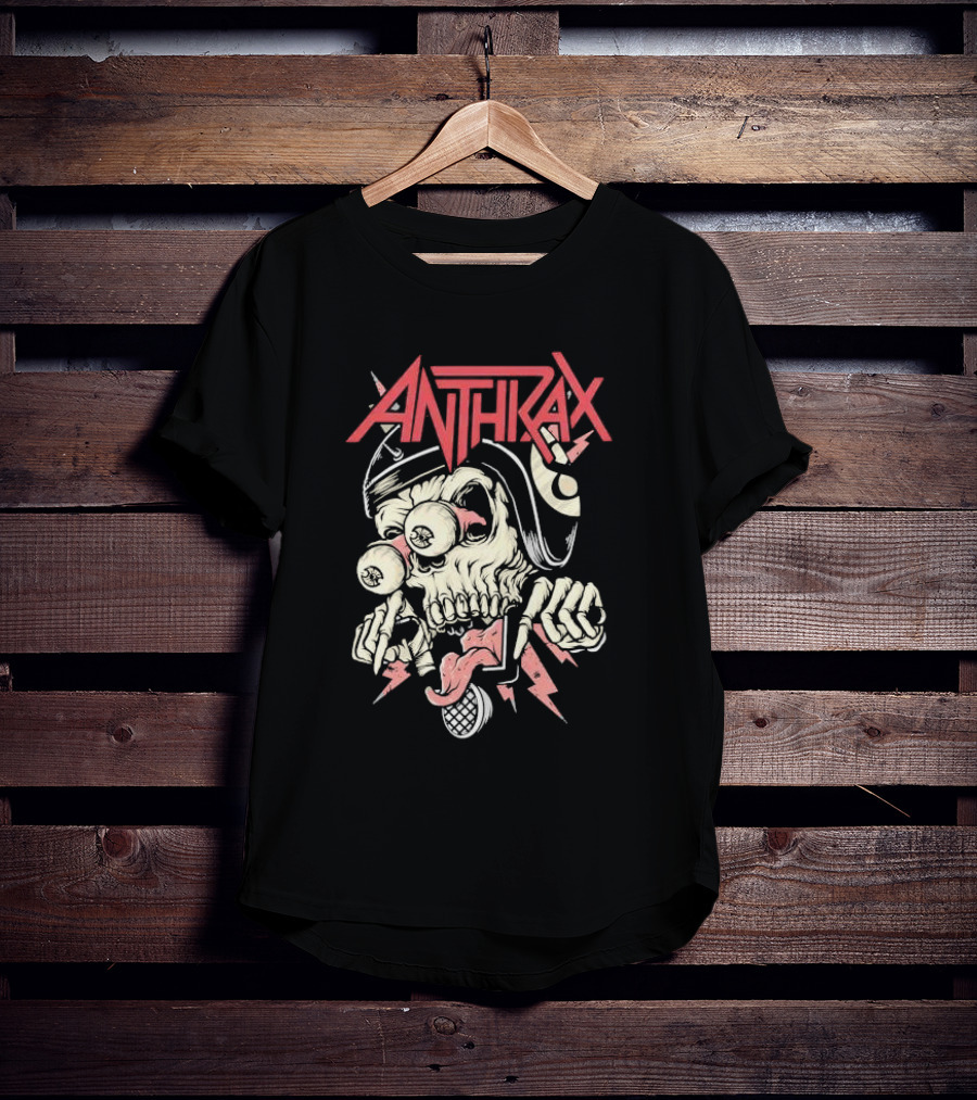 Anthrax Skull With Exploding Eyes And Microphone T-Shirt