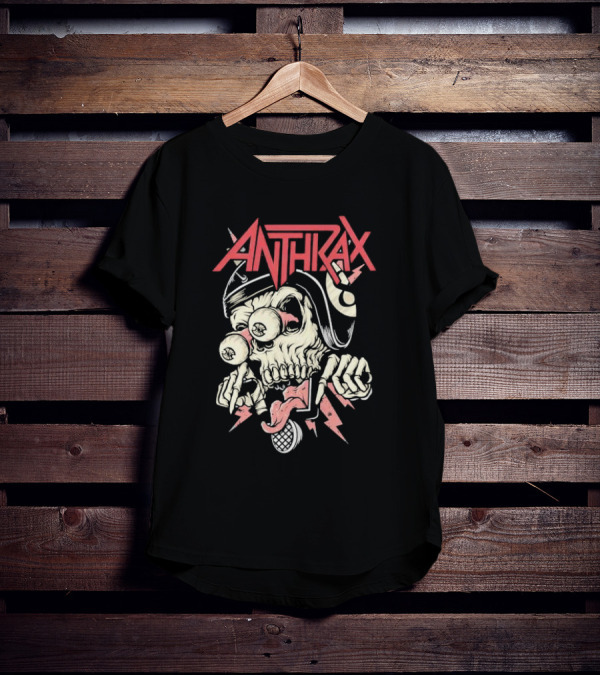 Anthrax Skull With Exploding Eyes And Microphone T-Shirt