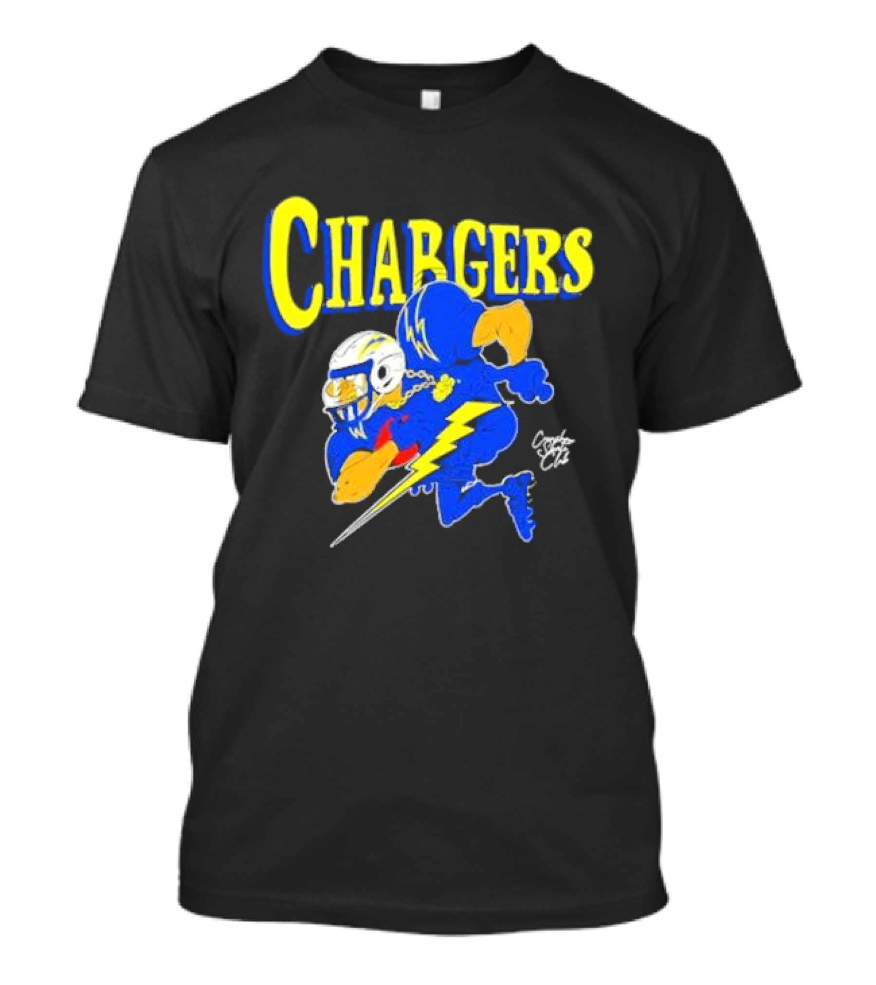 Chargers Crenshaw Skate Club Football Player Lightning T-Shirt