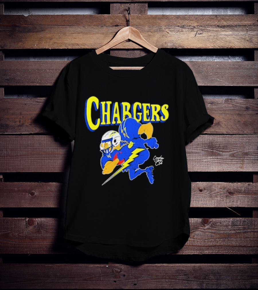 Chargers Crenshaw Skate Club Football Player Lightning T-Shirt