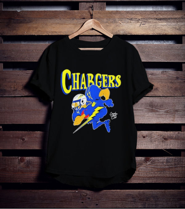 Chargers Crenshaw Skate Club Football Player Lightning T-Shirt