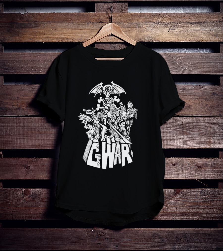 Gwar 1994 Glow In The Dark Band Art With Monsters And Bat Wings T-Shirt