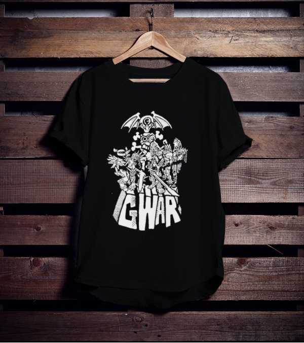 Gwar 1994 Glow In The Dark Band Art With Monsters And Bat Wings T-Shirt