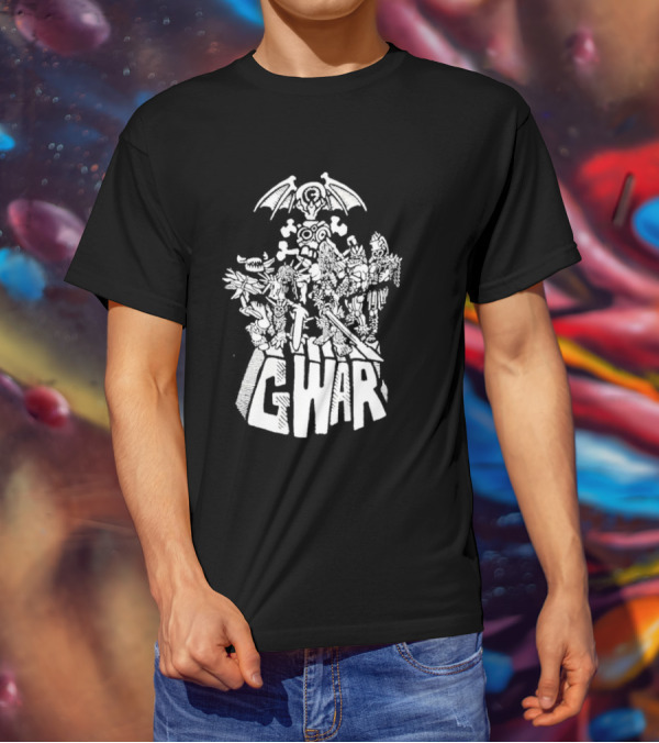 Gwar 1994 Glow In The Dark Band Art With Monsters And Bat Wings T-Shirt