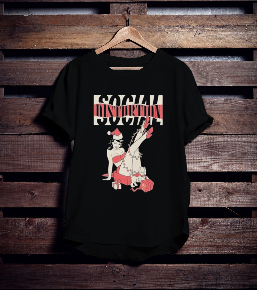 Social Distortion Holiday Pinup Torn Logo Santa Hat Retro Gifts T-Shirt