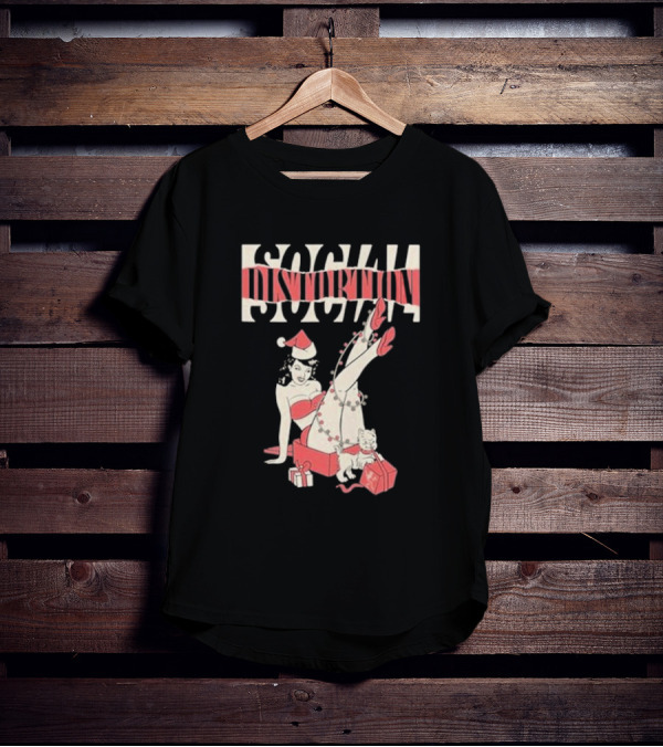 Social Distortion Holiday Pinup Torn Logo Santa Hat Retro Gifts T-Shirt