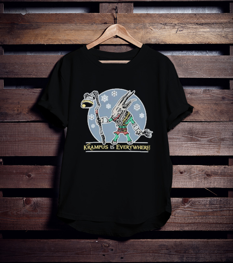 Krampus Is Everywhere Snowy Horror Christmas T-Shirt