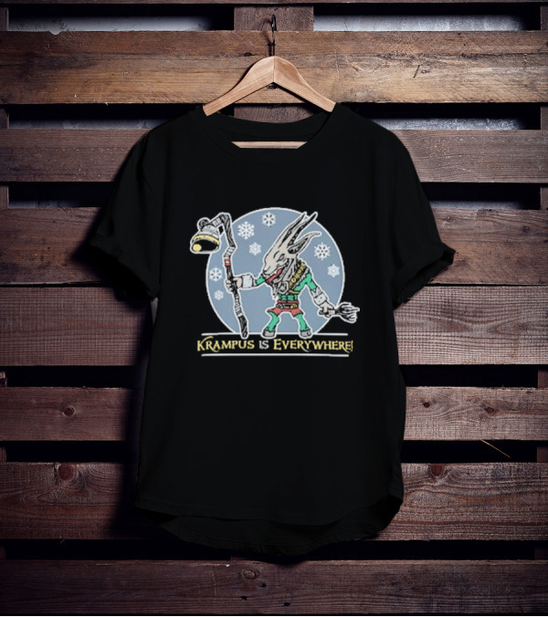 Krampus Is Everywhere Snowy Horror Christmas T-Shirt
