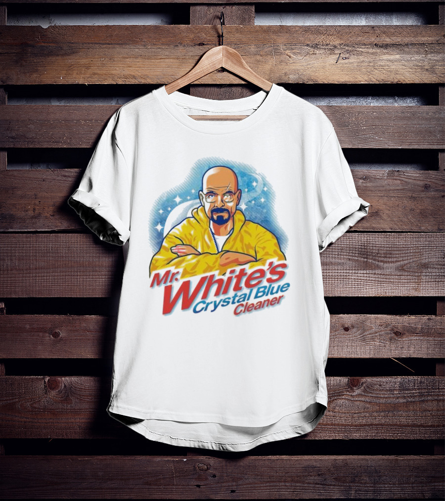 Mr. White's Crystal Blue Cleaner Breaking Bad Iconic Yellow Jacket Character T-Shirt