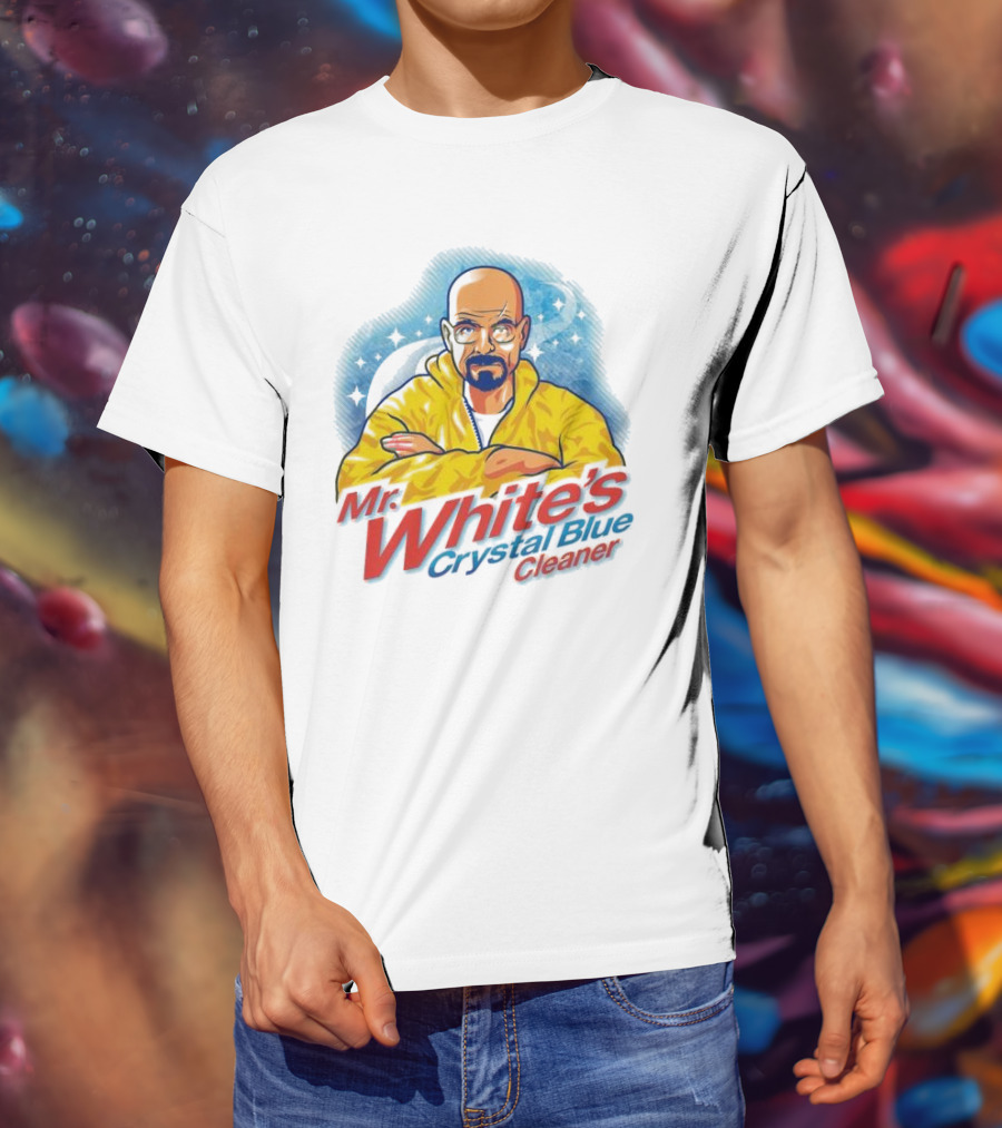 Mr. White's Crystal Blue Cleaner Breaking Bad Iconic Yellow Jacket Character T-Shirt