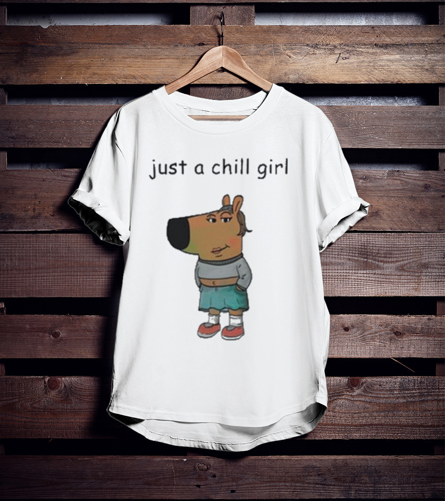 Just A Chill Girl Sweatshirt Wearing Character With Crossed Arms And Sneakers T-Shirt