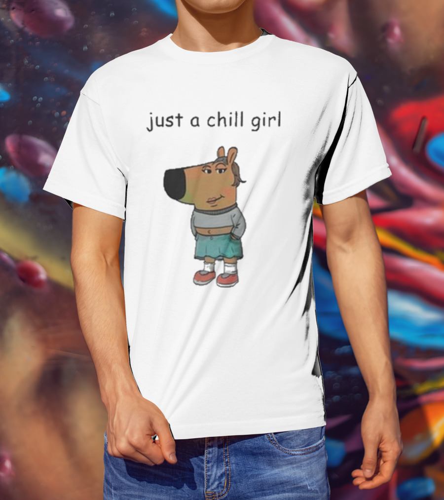 Just A Chill Girl Sweatshirt Wearing Character With Crossed Arms And Sneakers T-Shirt