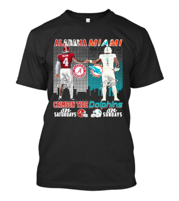 Alabama Miami Crimson Tide Saturdays Dolphins Sundays T-Shirt