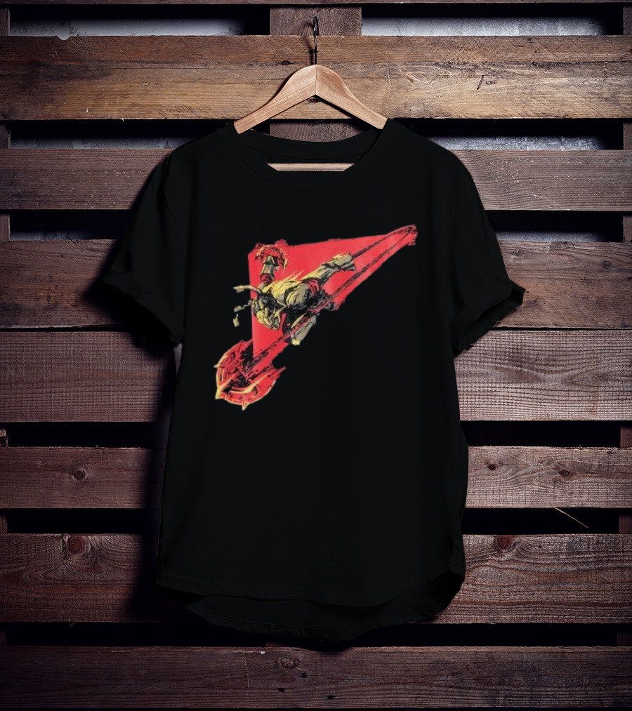 Arcane Ambessa Warrior Riding Battle Axe On Red Triangular Path T-Shirt