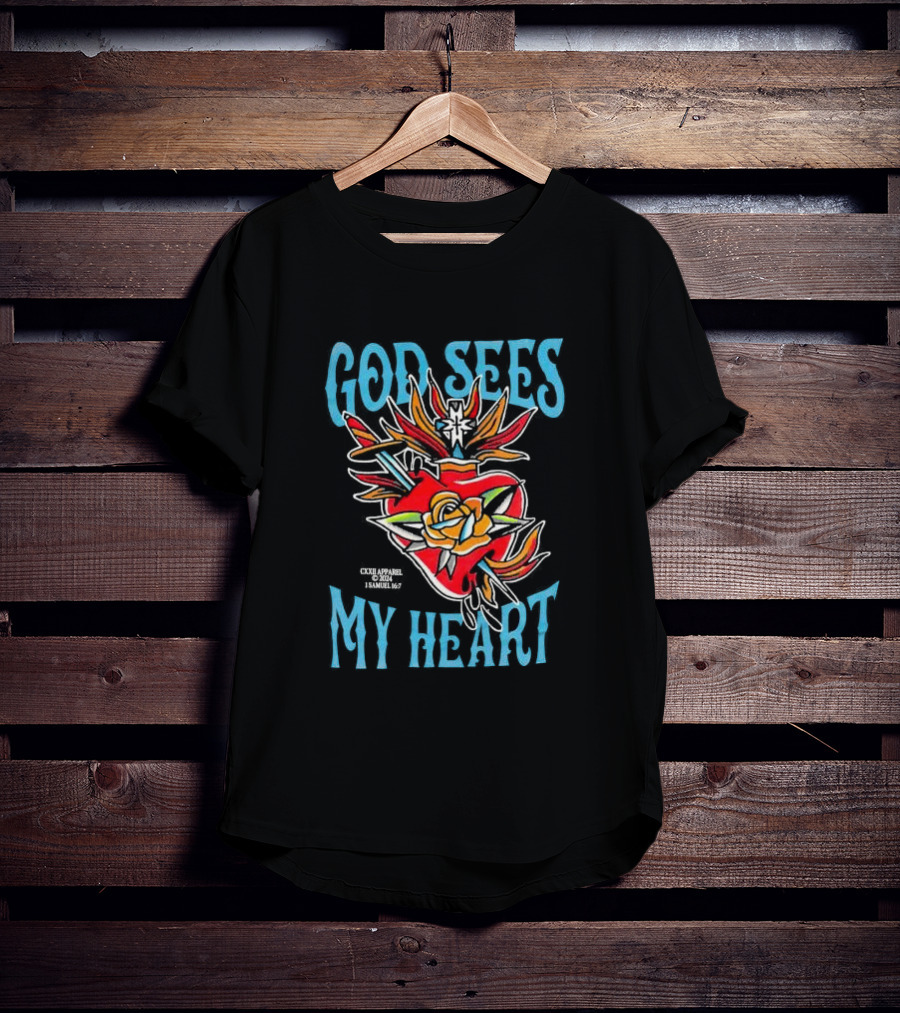 God Sees My Heart Sacred Rose 1 Samuel 16:7 Bright Traditional T-Shirt
