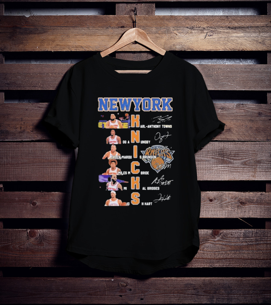New York Knicks Karl-Anthony Towns OG Anunoby Jalen Brunson Miles McBride Mikal Bridges Josh Hart Signature Players T-Shirt