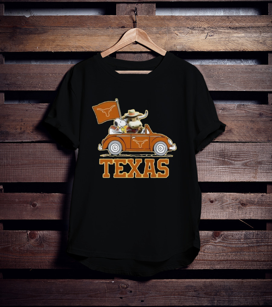 Texas Always Go For All 2D Longhorn Bevo Snoopy Car T-Shirt