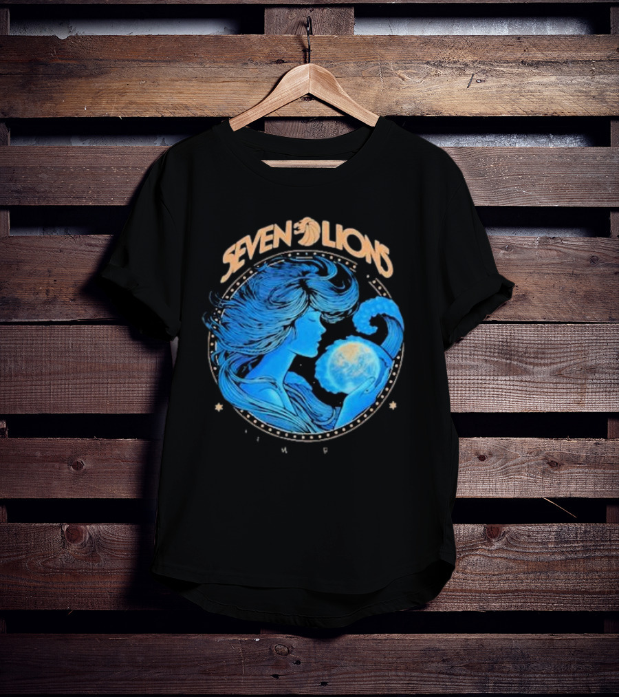 Seven Lions Worlds Apart Celestial Woman Holding Earth T-Shirt